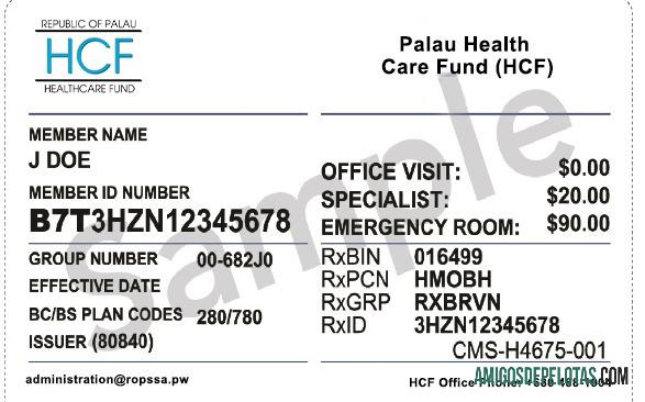 Cartão de seguro saúde de Palau baixar para verificação